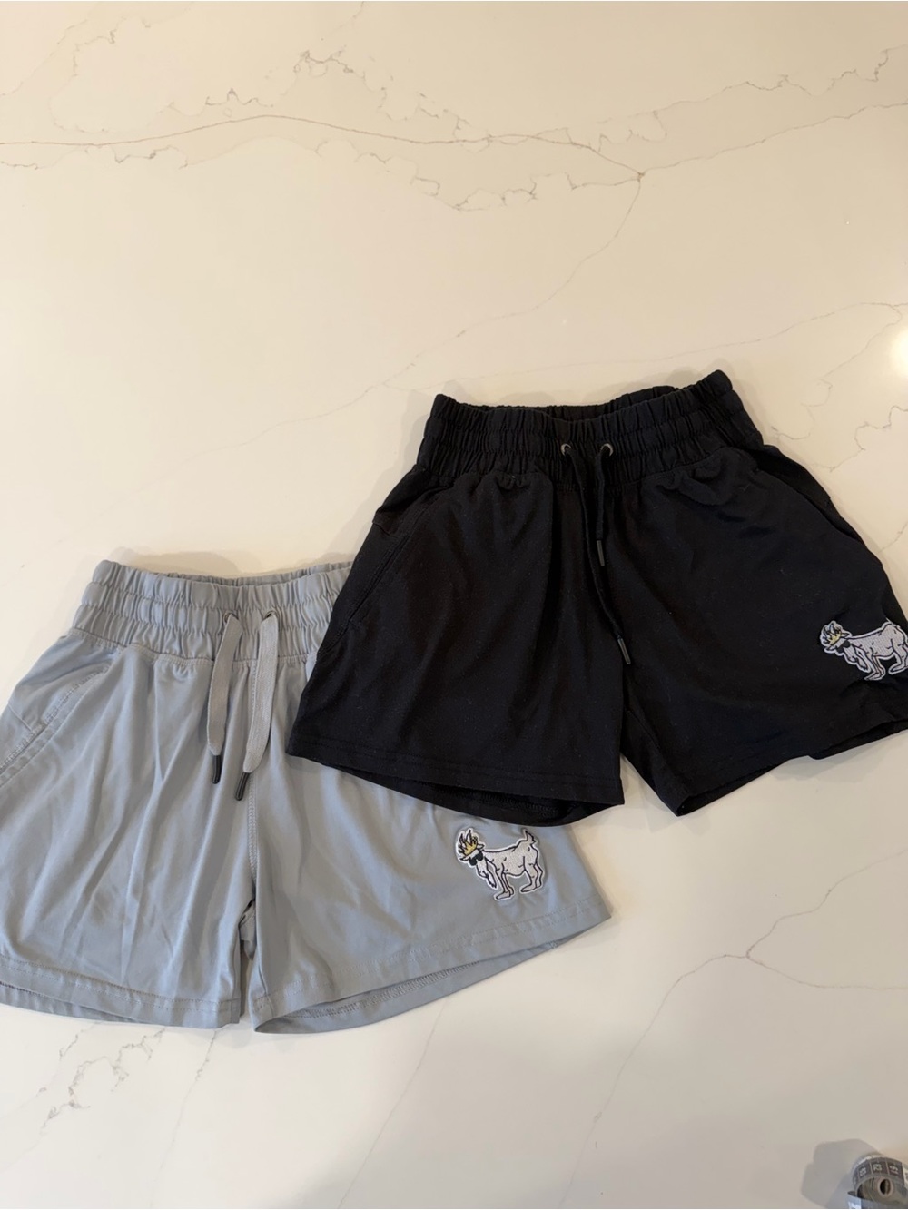 GOAT USA Girls Elastic-Waist Pull-On Shorts - Black & Light Gray
